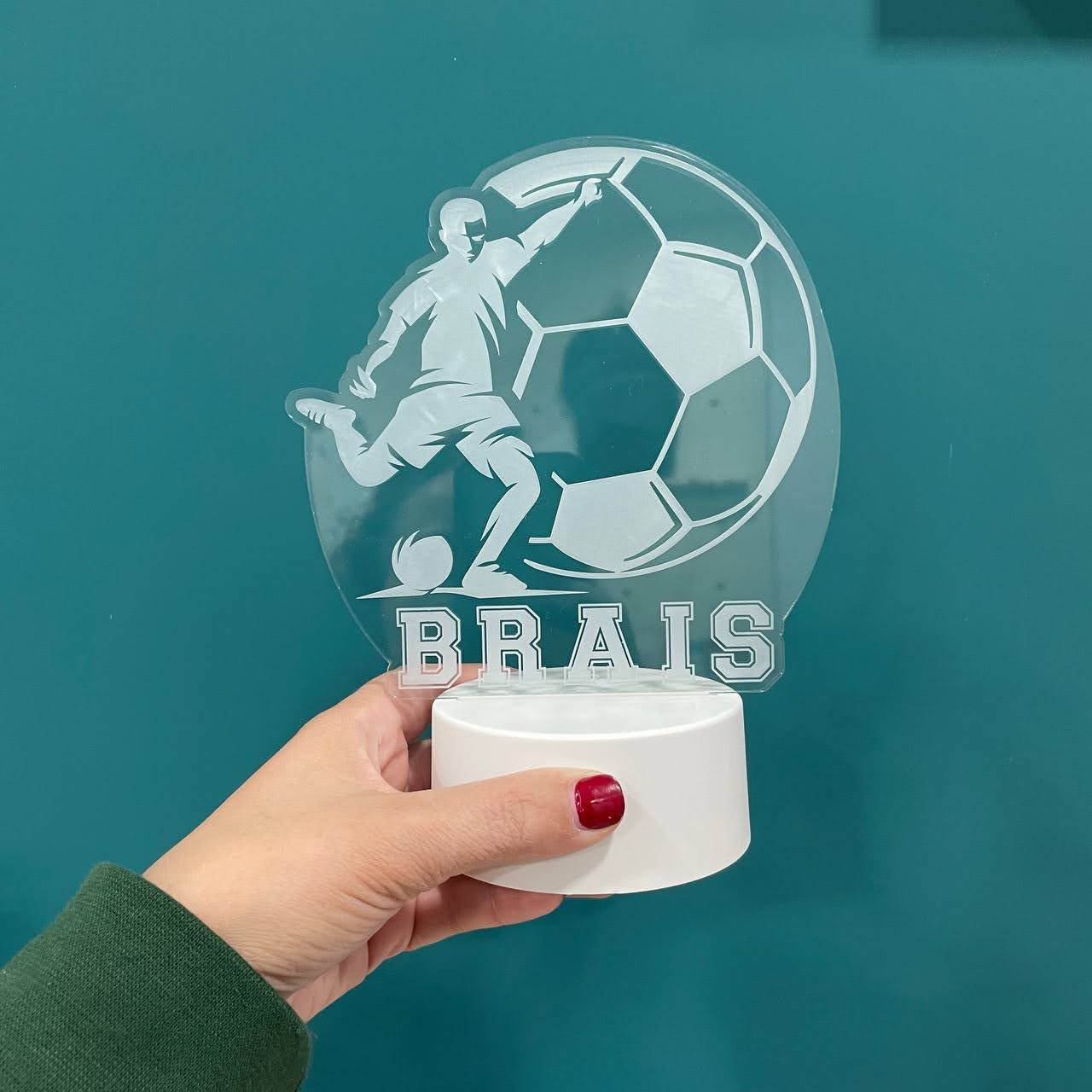 Lámpara LED RGB Personalizada – Balón y Futbolista