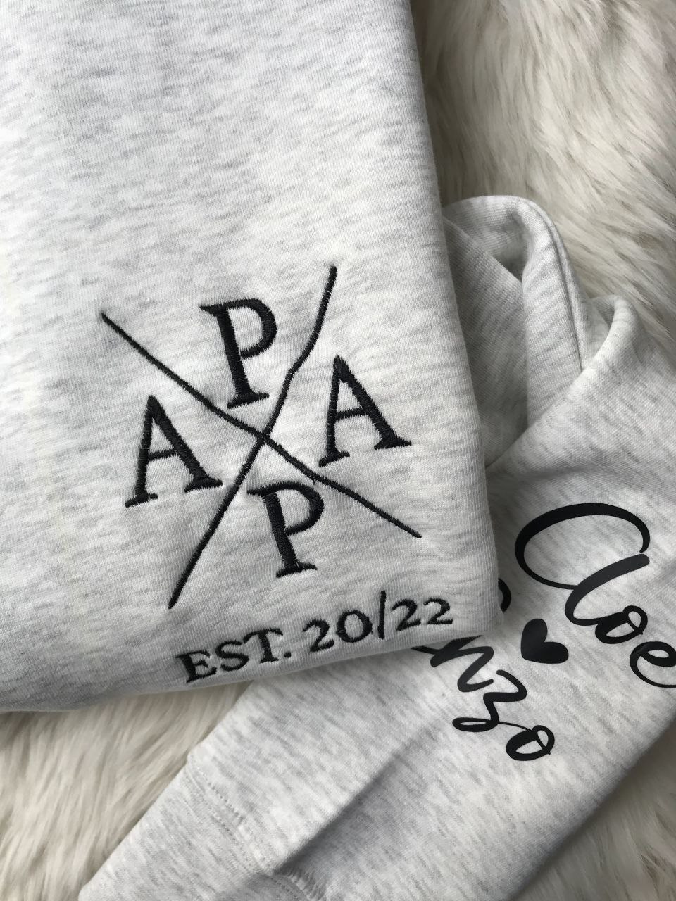 Sudadera Personalizada “PAPÁ” Bordada – Con Nombres en la Manga