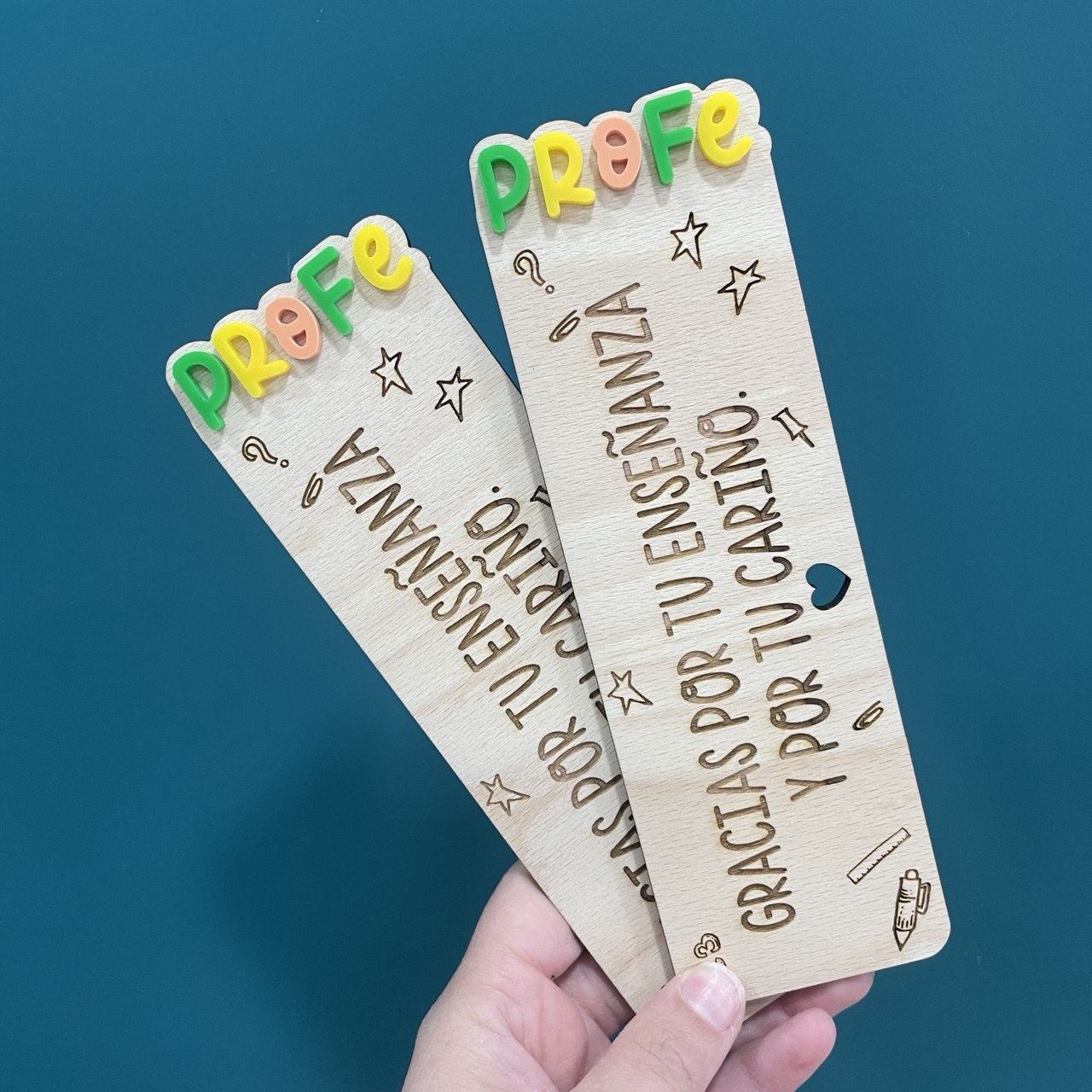 Marcapáginas Personalizado “Profe” en Metacrilato